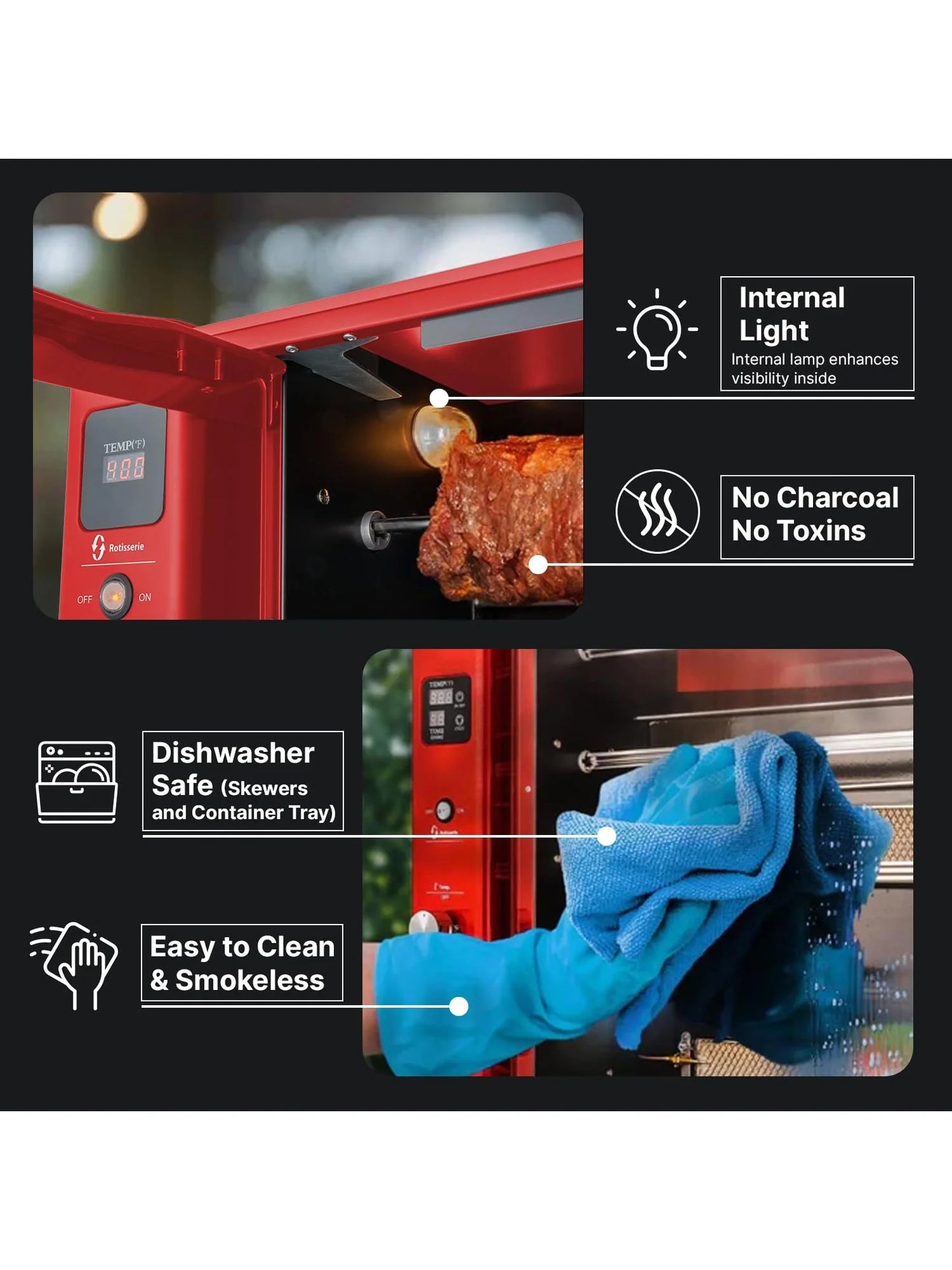 Brazilian Flame Churrasco? Gas Rotisserie Oven Grill Roaster with Auto Rotating Skewers for Rotisserie Chicken, Brazilian Style BBQ and Churrasco, Shawarma Machine, Propane Grill - 2024 Series