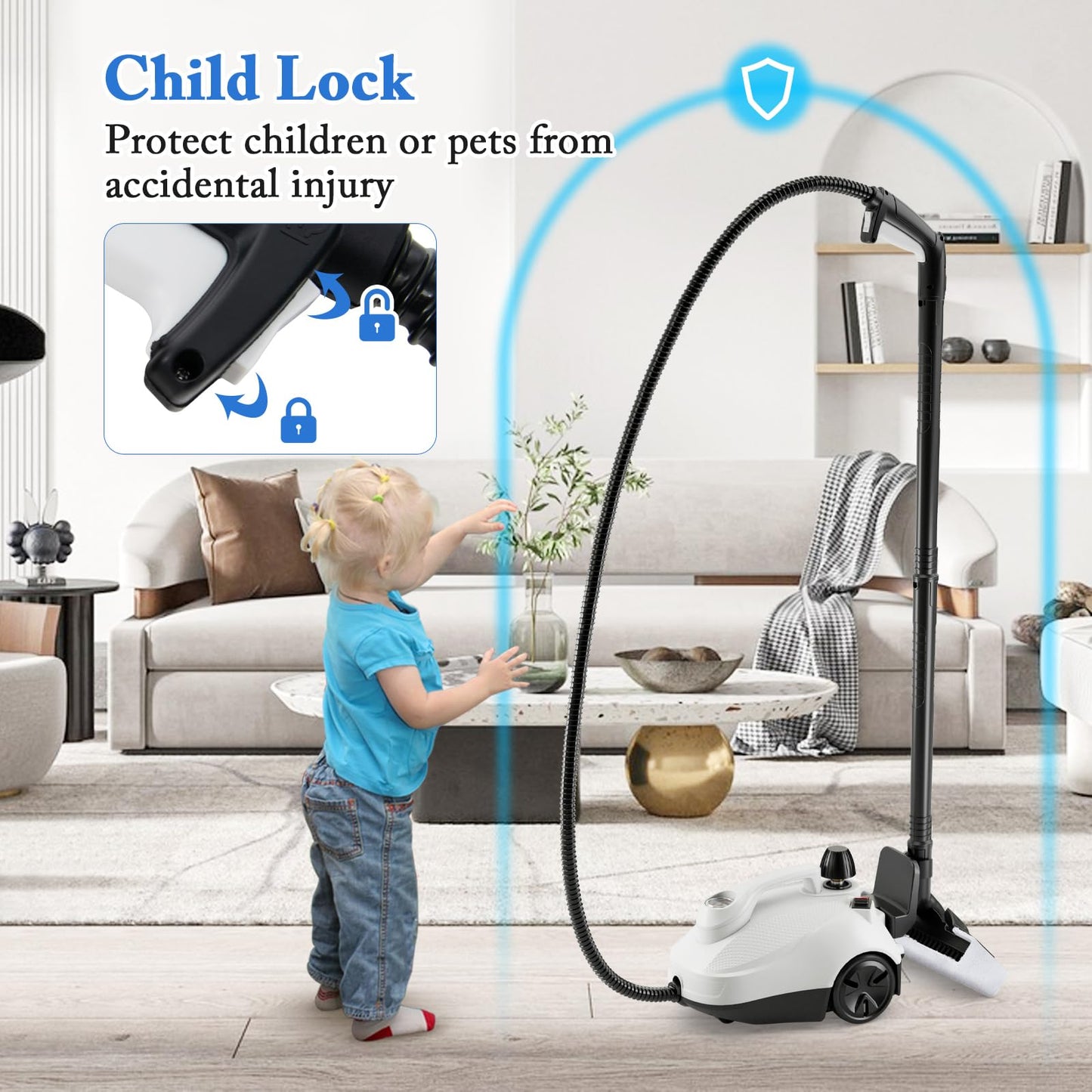 Multipurpose Steam Cleaner, 1800W Portable Household Steamer with 15 Accessories