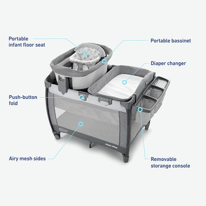 Graco Pack 'n Play Close2Baby Bassinet Playard Features Portable Bassinet Diaper Changer and More, Derby