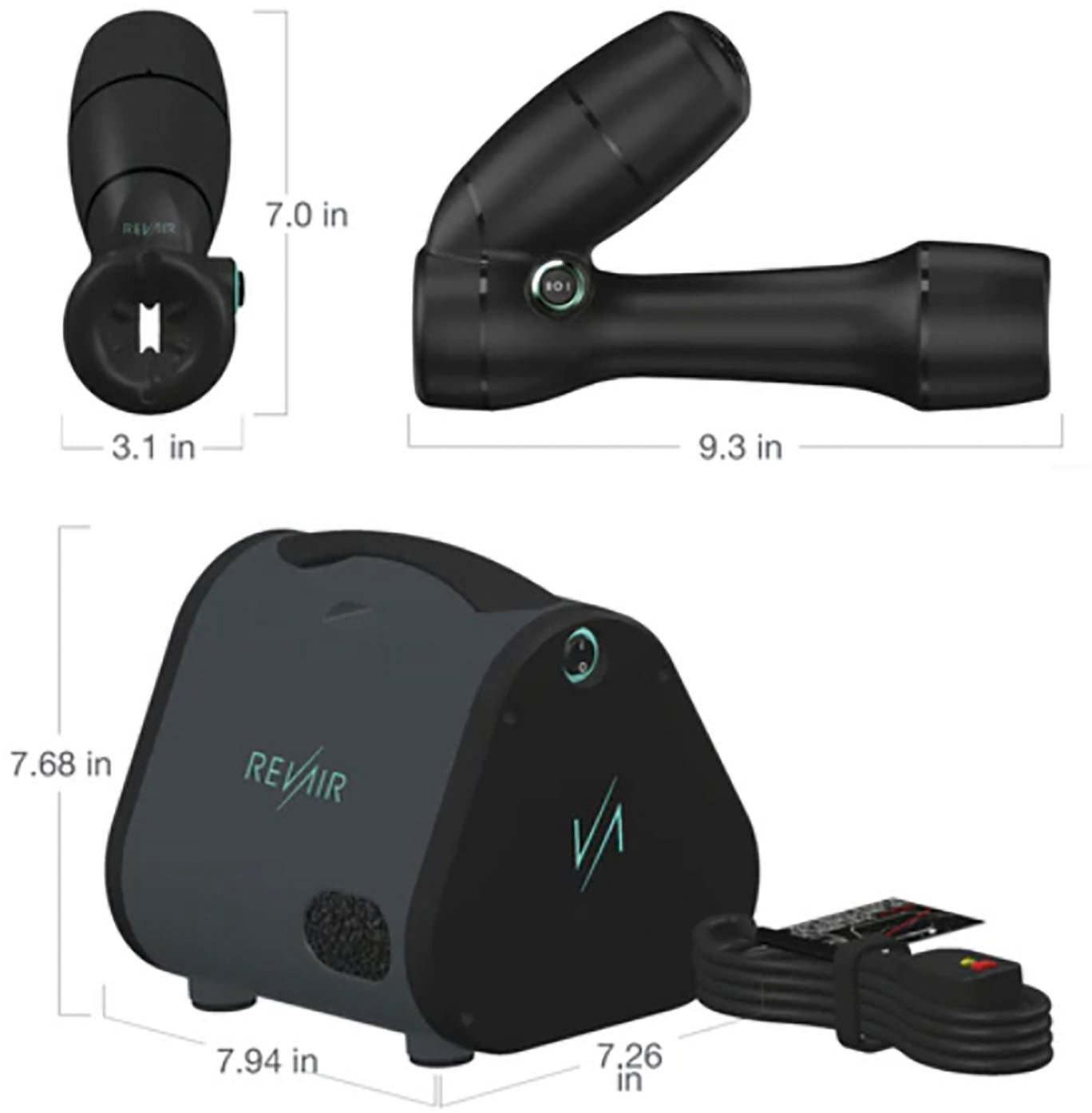 Reverse-Air Hair Dryer with Hair Clips �?Black