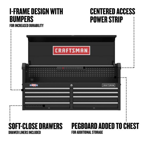 2000 Series 51.5-in W x 24.7-in H 8-Drawer Steel Tool Chest (Black)