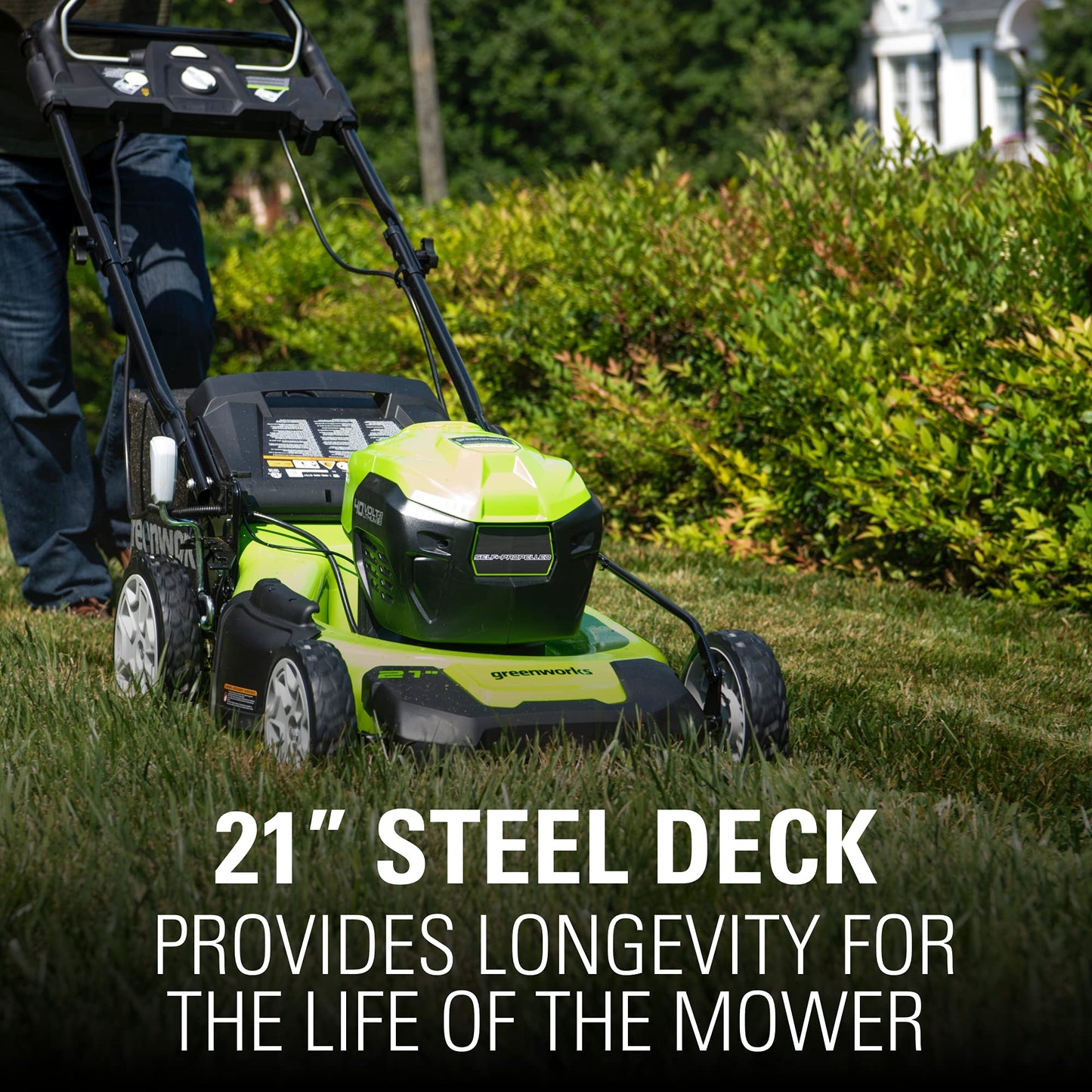80V Cordless 21′�?Self-Propelled Brushless Lawn Mower | Greenworks