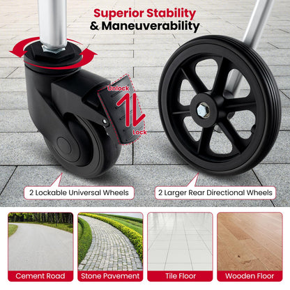 4 in 1 Shower Commode Wheelchair, 330lbs Foldable Bedside Commode Chair for Toilet with Arms