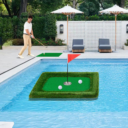 Floating Golf Green for Pool, Chipping Green Mat w/Hitting Mat, Golf Balls, Rectangle, 37.5" x 25.5"