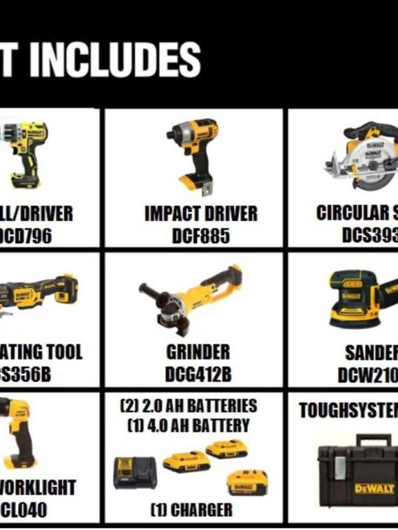 DEWALT 20V MAX Cordless 7 Tool Combo Kit with TOUGHSYSTEM Case, (1) 20V 4.0Ah Battery and (2) 20V 2.0Ah Batteries DCKTS781D2M1