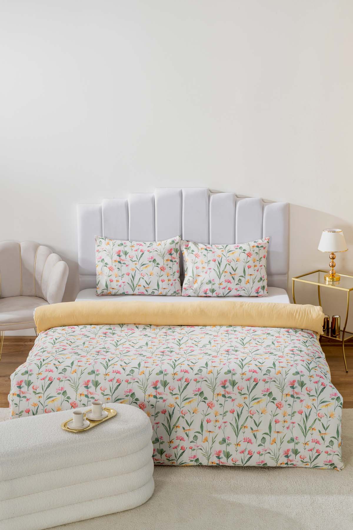 Botanical Polycotton Double Size Duvet Cover Set, Zipper, 200×215 cm, 3-Piece