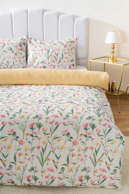 Botanical Polycotton Double Size Duvet Cover Set, Zipper, 200×215 cm, 3-Piece