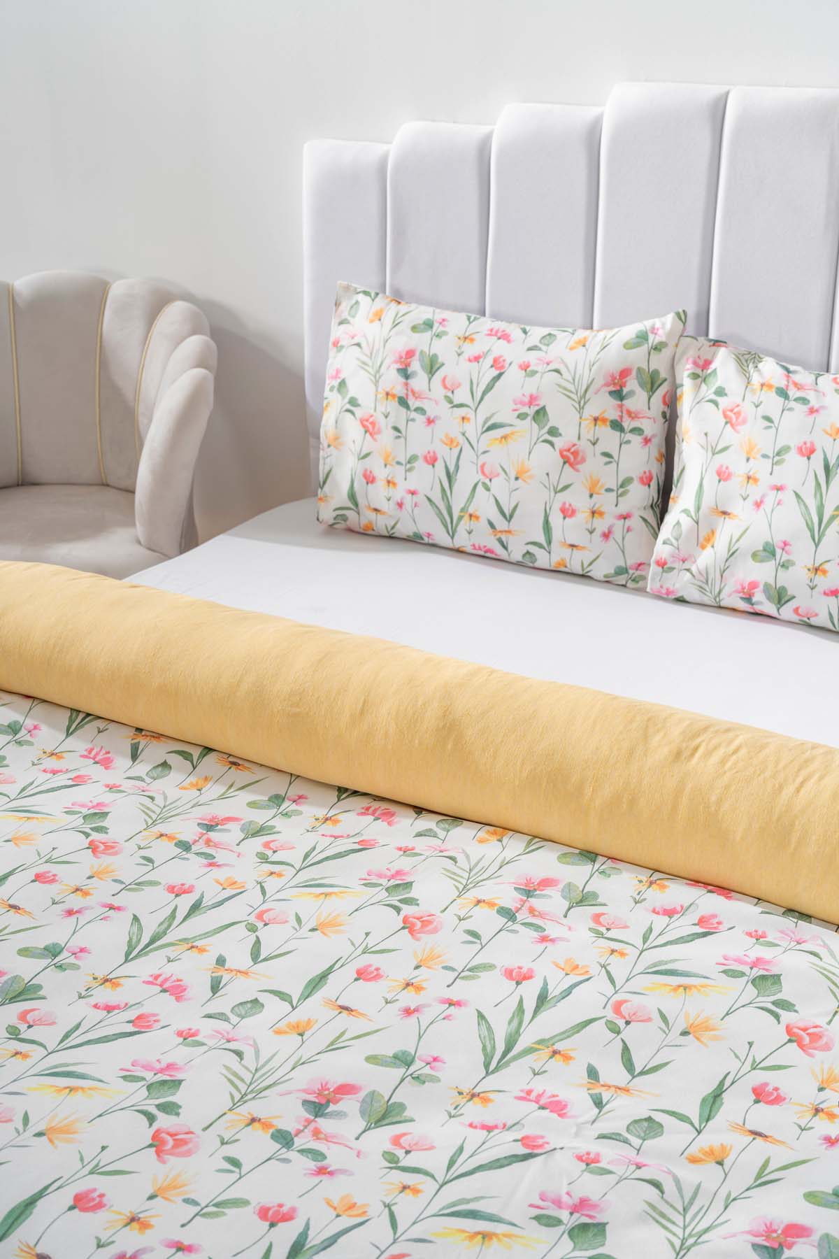 Botanical Polycotton Double Size Duvet Cover Set, Zipper, 200×215 cm, 3-Piece