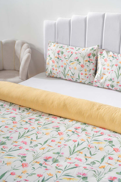 Botanical Polycotton Double Size Duvet Cover Set, Zipper, 200×215 cm, 3-Piece