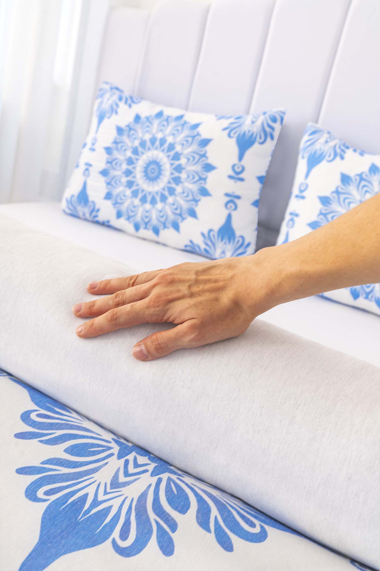 Alaçatı Blue Polycotton Double Size Duvet Cover Set, Zipper, 200×215 cm, 3-Piece