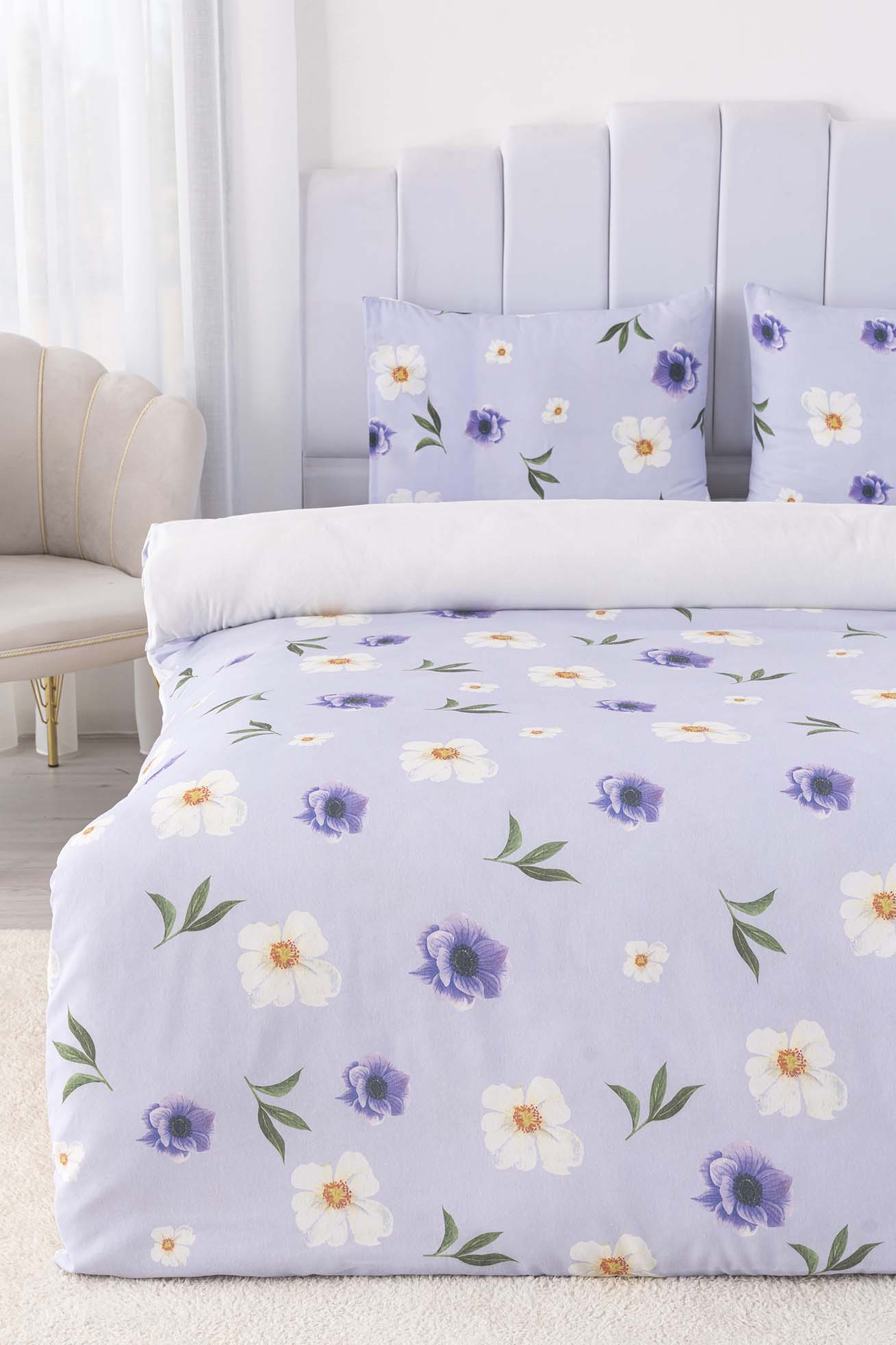 Wild Flowers Polycotton Double Size Duvet Cover Set, Zipper, 200×215 cm, 3-Piece